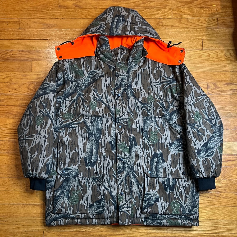 Camouflage Hooded Jacket with Orange reversible inside
